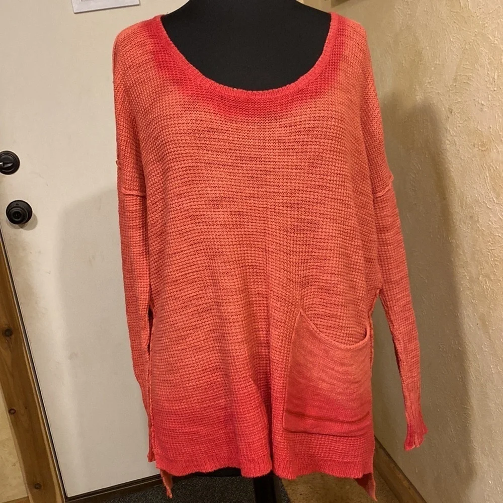 ANTHROPOLOGIE Moth Uptown Pullover‎ oversized pink red ombré sweater